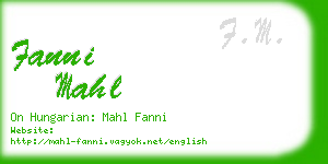 fanni mahl business card